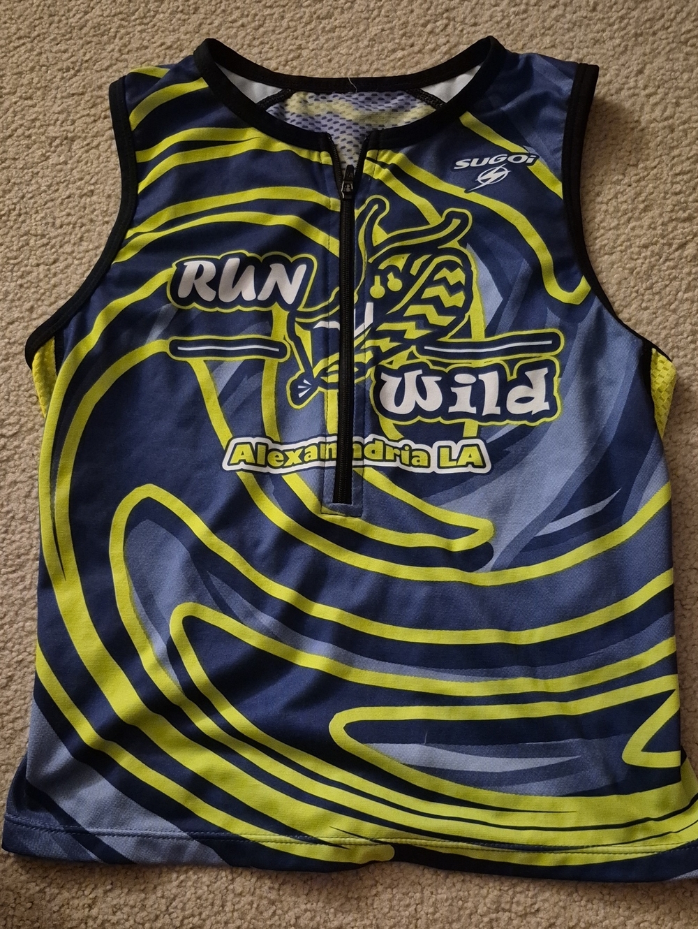 Sugoi Kids' Run Wild Sleeveless Athletic Top - Navy & Neon Yellow